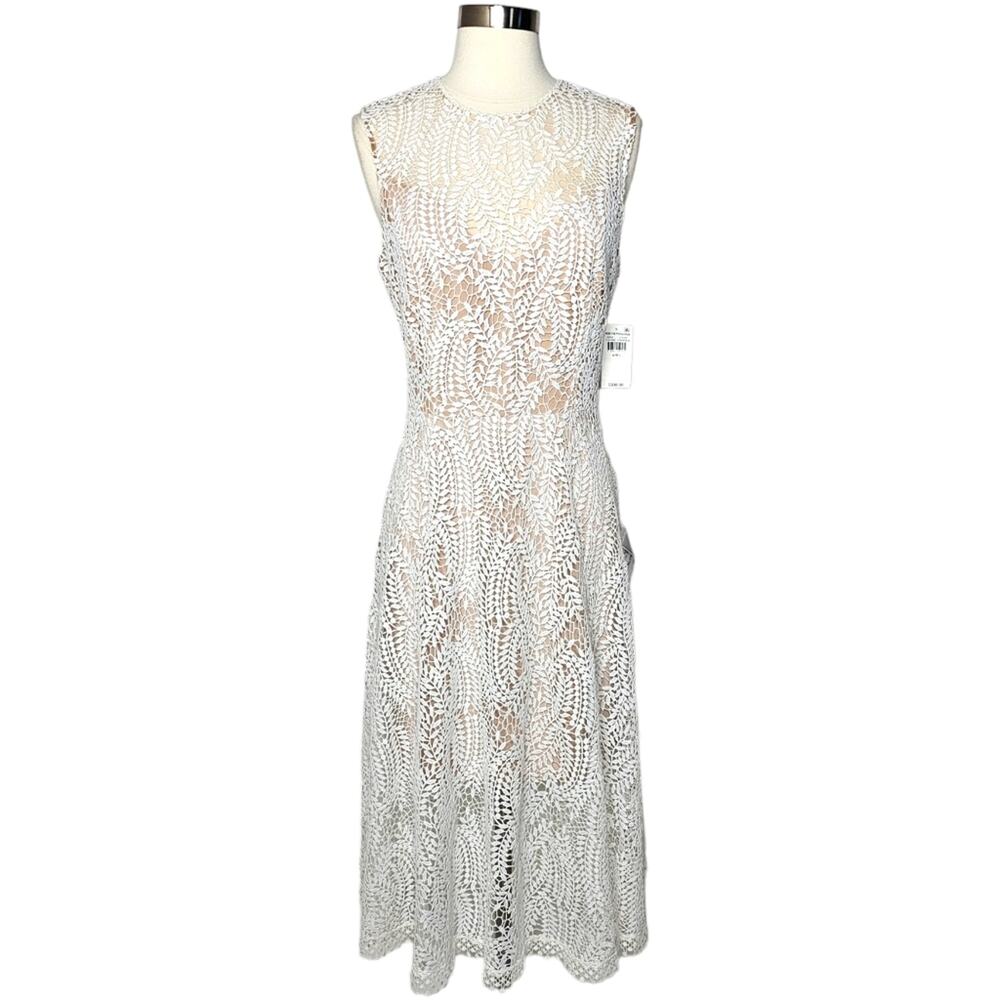Dress the Population Shane Midi Dress in White Size Large NWT